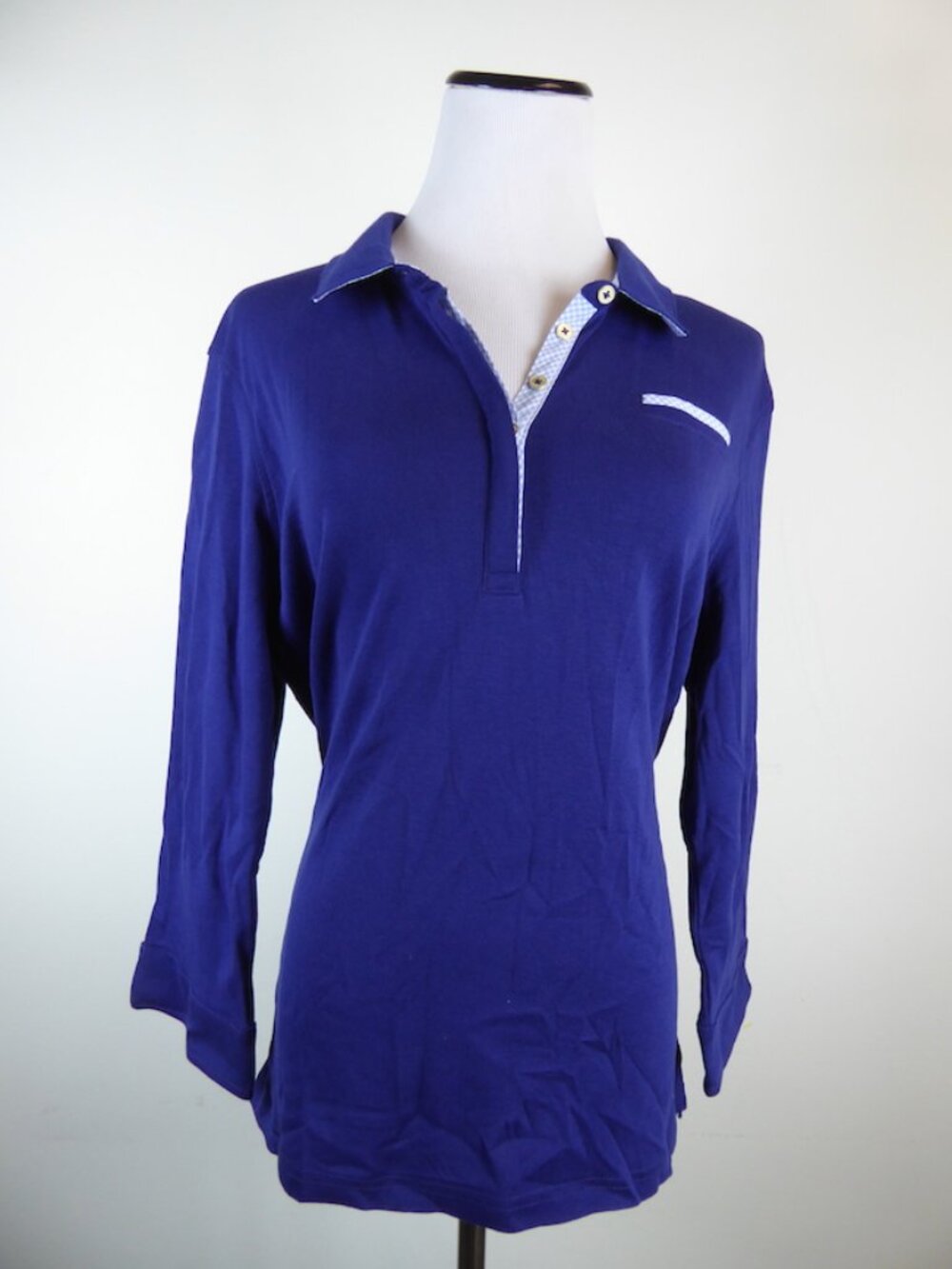 ST JAMES blue 100% COTTON polo top 12 f44